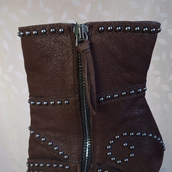 Miu Miu Y2K Platform Stiletto Boots - Studded Brown Ankle Heels 37 Designer - Picture 10 of 15